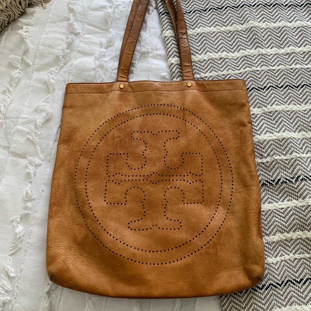 Tory Burch leather perforated tote bag